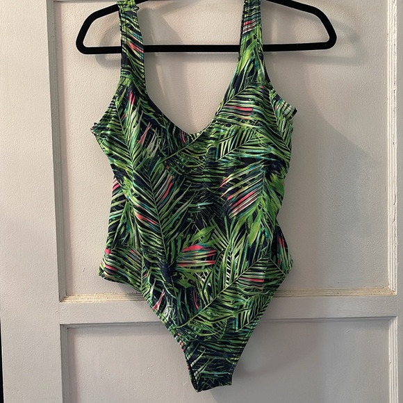 Smart and Sexy One piece swimsuit X-Large Palm Print Green and black - Picture 3 of 5